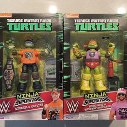 Leonardo John Cena Macho Man Savage Michelangelo WWE TMNT Ninja Superstars Figure *NEW SEALED* Teenage Mutant Turtles Wrestling Donatello Raphael
