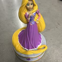 Disney Rapunzel Tangled Molded Plastic Coin Piggy Bank w/Stopper 10" 