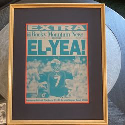 Rocking Mt . News John Elway Tin Super Bowl Win