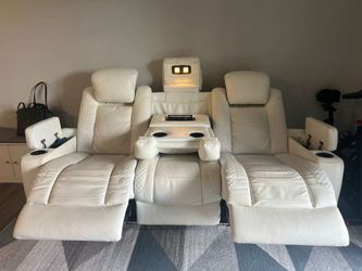 Ashley Recliner Couch White Leather