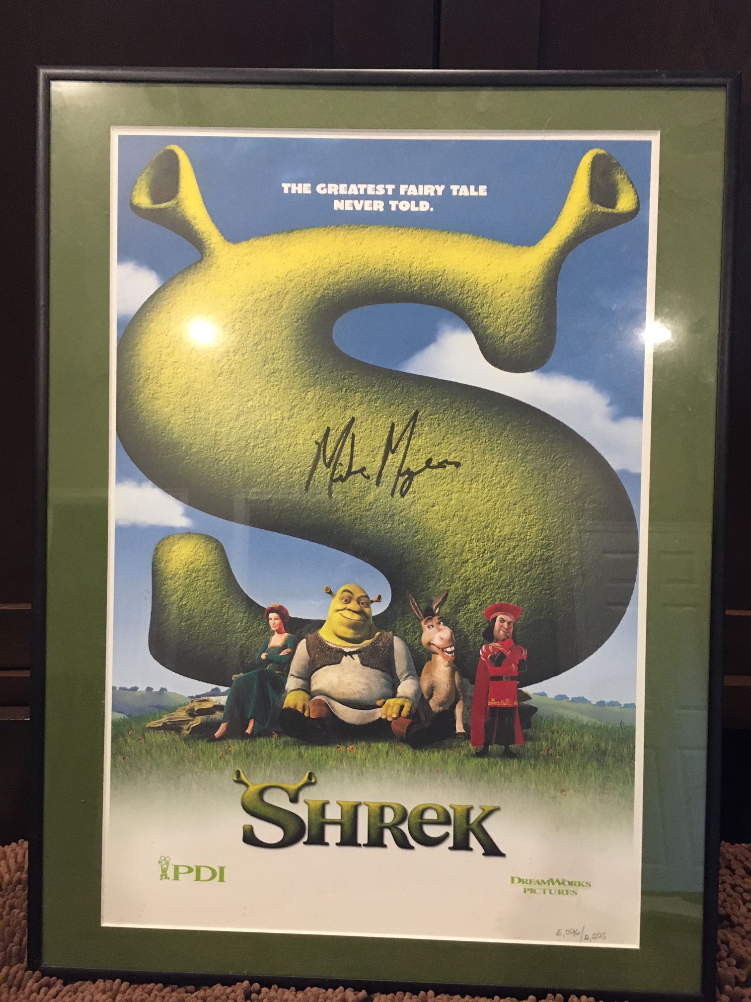 Original Shrek Movie Poster Autographed by Mike Myers w/COA