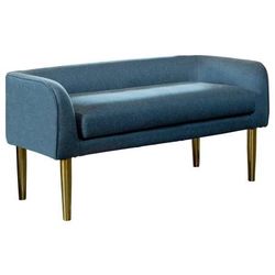 Elegant Bench in Blue Fabric with Gold Legs! Lowest Prices Ever!
