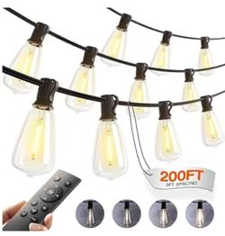 200FT(50*4) Outdoor String Lights with Remote LED Edison Waterproof