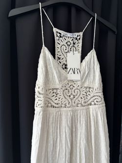 *NWT* Zara White Crochet Spaghetti Strap Dress