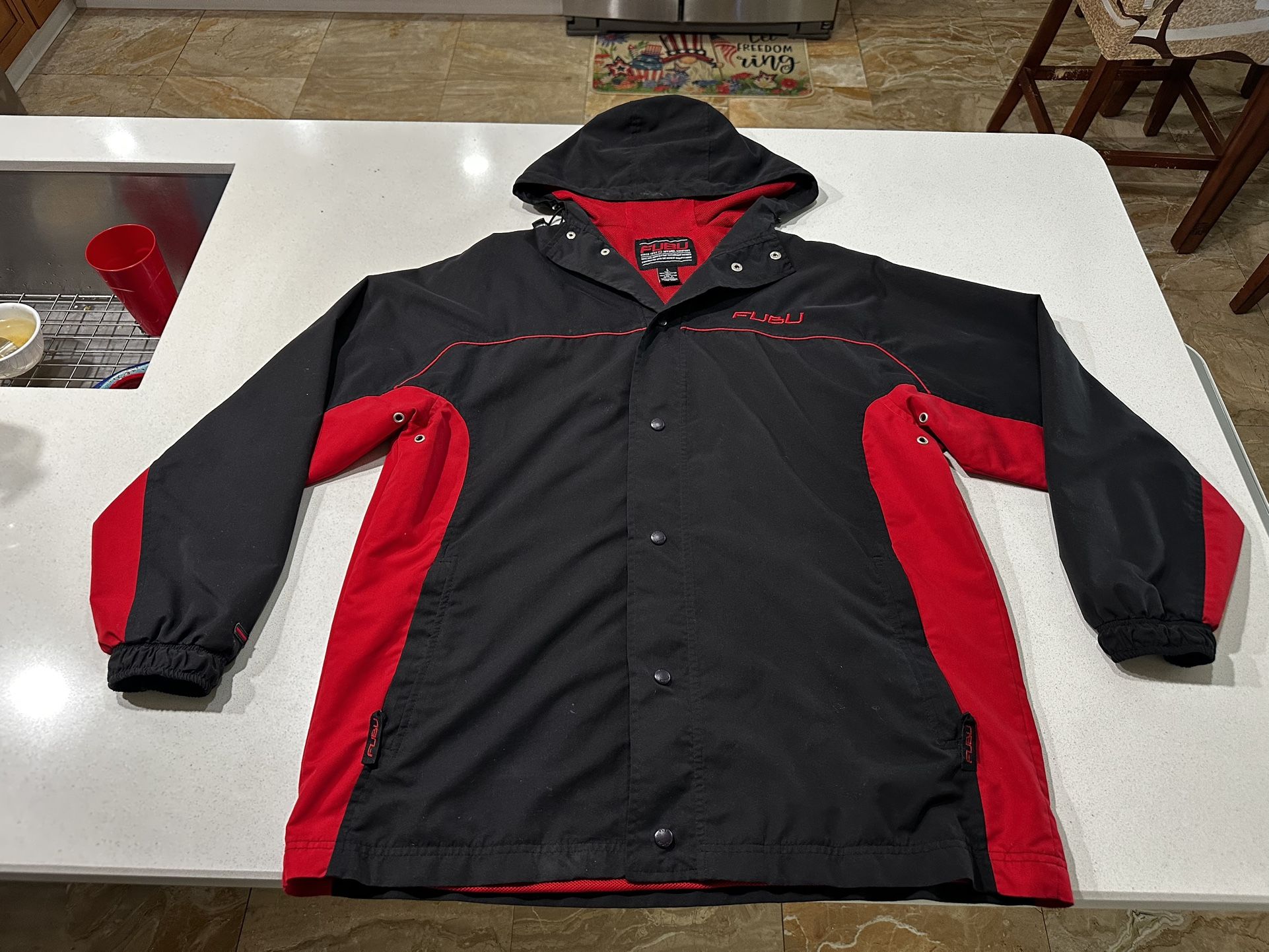 Vintage FUBU Black And Red Windbreaker Jacket Size L.