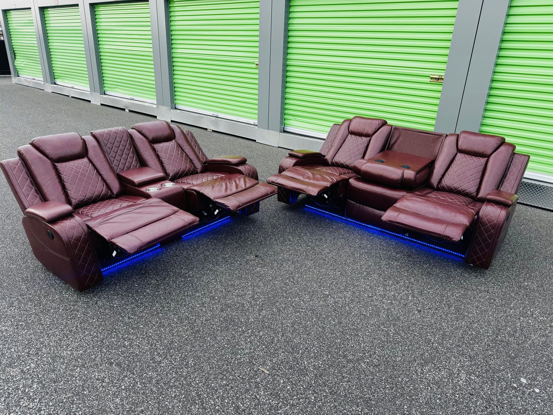 FREE DELIVERY 🚚 AND INSTALLATION - BRAND NEW 🆕 BROWN LEATHER POWER RECLINING SOFA & LOVE SEAT