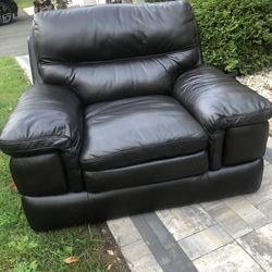 Leather 3 Seat Sofa And Oversized Chair with ottoman . 