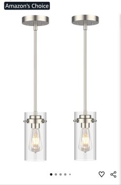 4131: New Pendant Light (2 Packs), Kitchen Ceiling Hanging Light, Adjustable Height, Kitchen Light Fixtures Brushed Nickel Pendant Lights, Farmhouse P
