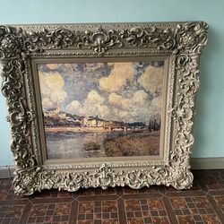 Large Vintage Ornate Frame Painting – Baroque Style Wall Art