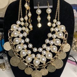 2 Necklace, Earrings, Bracelet Set 