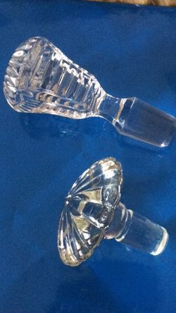 2 Vintage Crystal Old Wine Bottle Stoppers