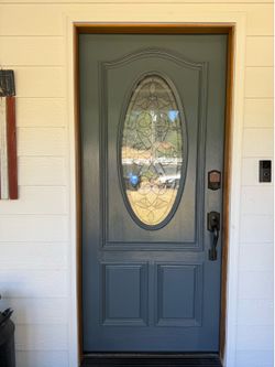 36” x 80” Painted Wood Entry Door with Oval Glass Insert