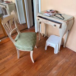 French Style Wood Desk / with Chair