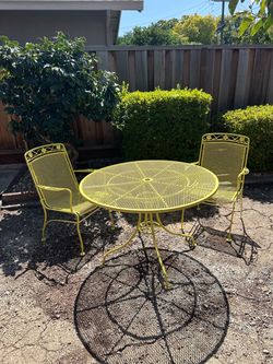Yellow Wrought Iron Patio Set
