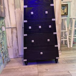 Trapezoid Lingerie, Chest Of Drawers, Black Wood
