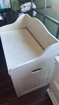 White storage drawer and nightstand