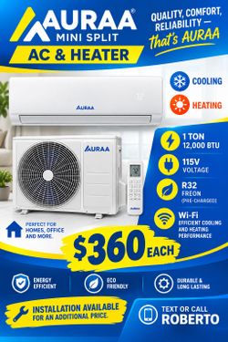 Auraa Mini Split Air Conditioner & Heat Pump 12000 BTU