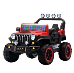 Electric Car With Parent Remote Control, 2 Seater Ride On Toy, Colorful LED Lights, Adjustable Speed, USB & MP3 -Color -Red 46.85"W × 31.5"D × 32.28"H