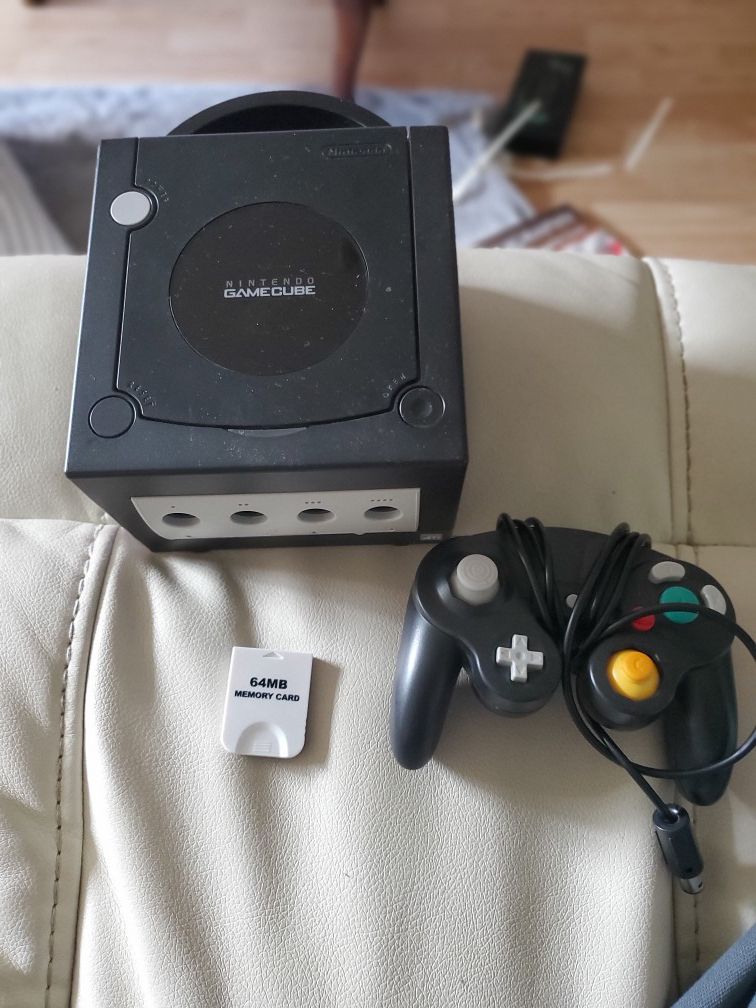 Gamecube with power supply and controller