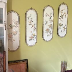 Mother Of Pearl Birds And Flowers 4 pcs Panel 