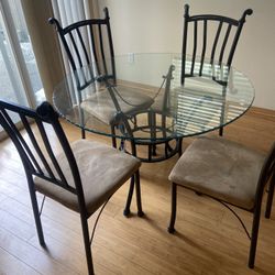 Round Glass Tables + Chairs