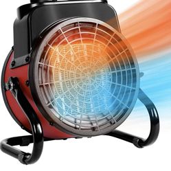 Electric Patio Heater, 1500W Outdoor Patio Heater Portable, 3s Fast Heating Garage Heater With 6 Feet Cord, Adjustable Thermostat, 90° Rotation, Sunda