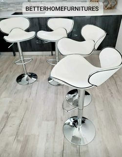 Modern Adjustable Barstools, bar stools, kitchen dining chairs, counter height with chrome base. Colors: Black, Red, White, Gray, Brown, $75 Each.