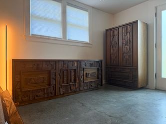 Lane Pueblo Brutalist Credenza and Armoire after Paul Evans