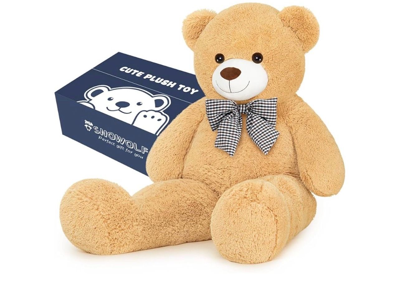 SNOWOLF Mothers Day Bear Gifts for Mom Giant Teddy Bear 47" Stuffed Animals Plush Toy, 4 Feet Cute Life Size Big Soft Bear for Boy Girl Birthday Valen
