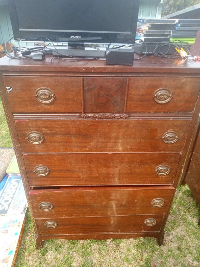 Antique Chest , Vanity With Mirror, Night Stand