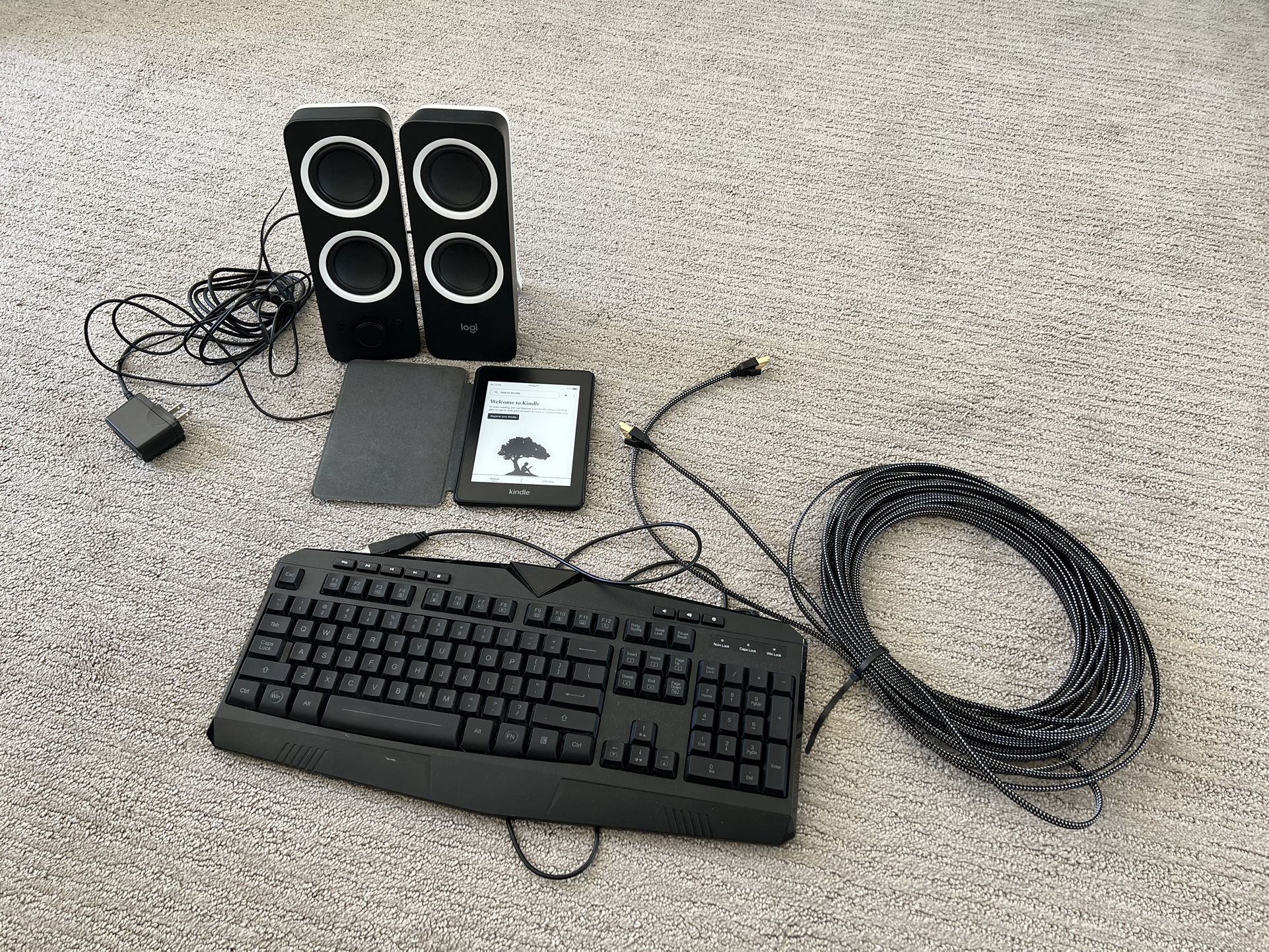 Keyboard, Speaker, Ethernet Cable