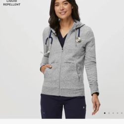 Figs On Shift Full Zip Hoodie Light Grey