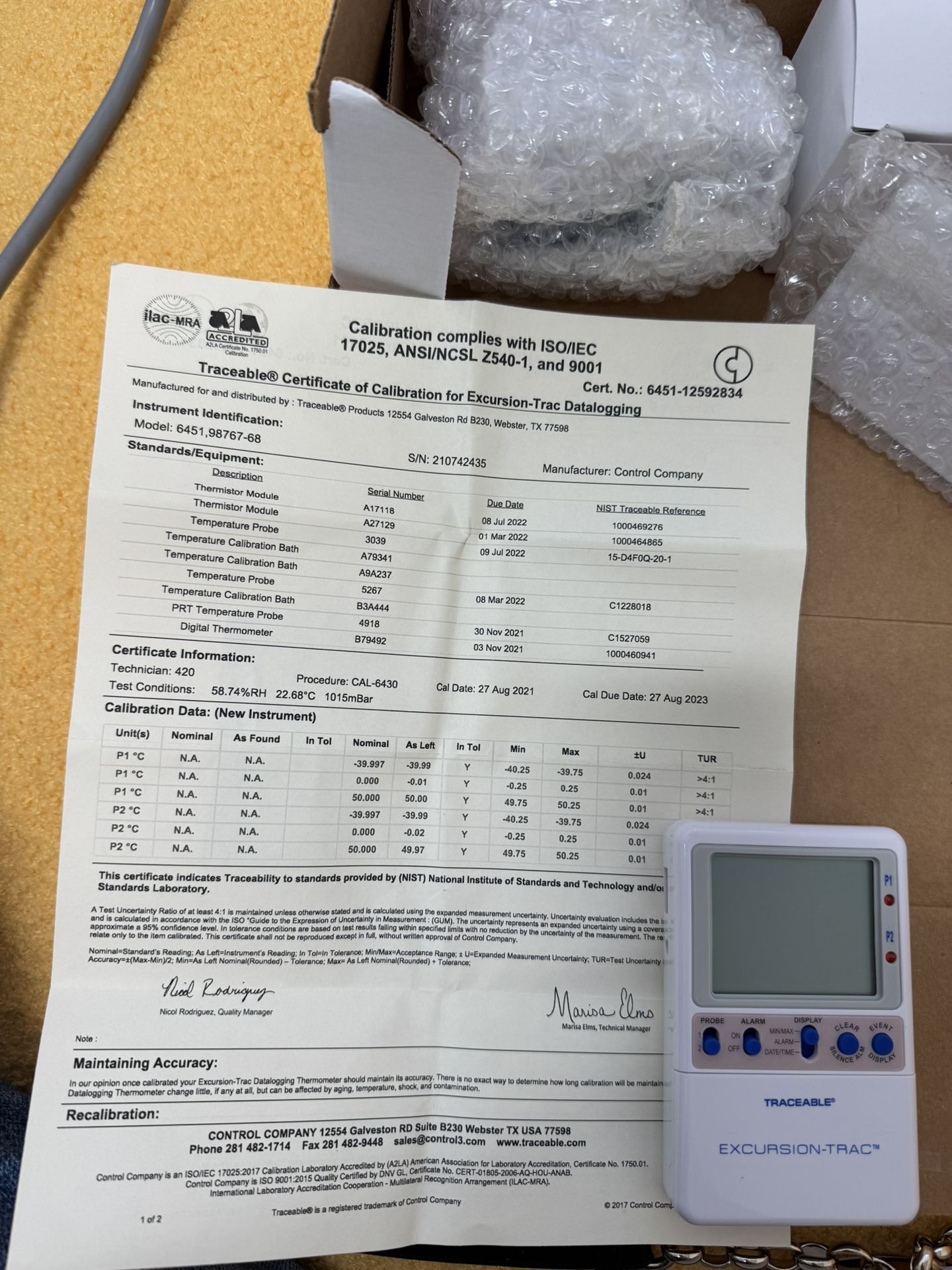 NEW Traceable Excursion-Trac Data Logging Thermometer