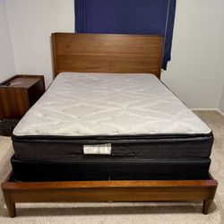 Queen Wooden Bed Frame Plus Mattress And Box Spring 