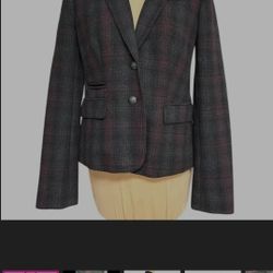 Banana Republic women's two-button plaid wool blend blazer size 2