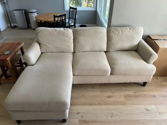 Beige Fabric Sectional Sofa with Chaise
