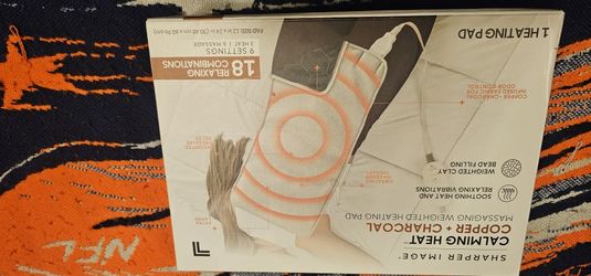 Brand New Sharper Image Calming Heat Copper /Charcoal Massaging Weigted Heating Pad