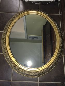 Antique Large Oval Victorian Gilded Grape Motif Mirror