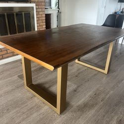 Live Edge Wood And Gold Metal Sloan Dining Table