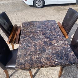 Marble Dining Room table 4 Chairs 