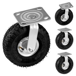 WBUOSZ Pneumatic Casters Wheels 8 Inch 4PCS 2 Swivel & 2 Rigid for Workbench  Wbuosz Heavy Duty Casters 800 LBS Capacity, Rubber Wheel for Workbench, 