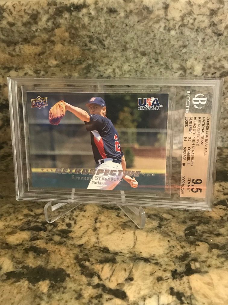 Stephen Strasburg 2008-09 Upper Deck USA baseball team "Retrospective" rookie card #2 beckett graded BGS 9.5 gem mint