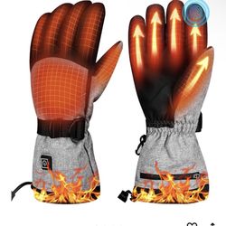 Size L Heated Gloves, 5V 4000mAh Rechargeable Heated Gloves for Men, 3 Heating Levels, Touchscreen, Non-Slip for Skiing, Hunting, Outdoor Work