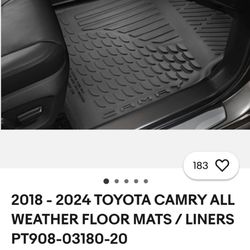 2018-2024 Toyota Camry All Weather Floor Mats