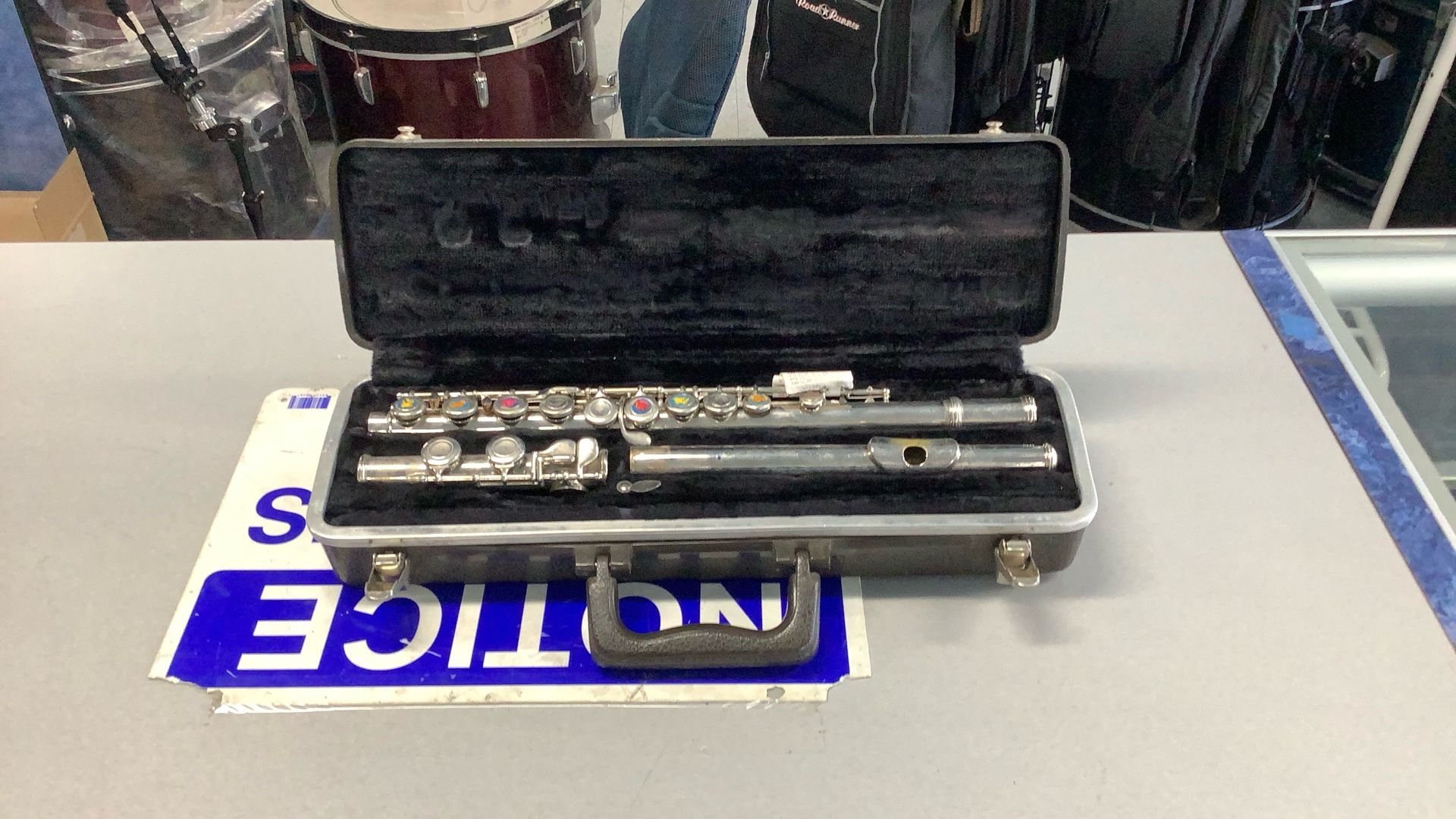 Belmone Flute in Bundy case with fish designs