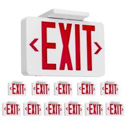 Gruenlich LED Exit Sign,Emergency Light With Double Face And Battery Backup,UL 924 Qualified, AC 120/277V, US Standard Hardwired Red Letter Exit Light