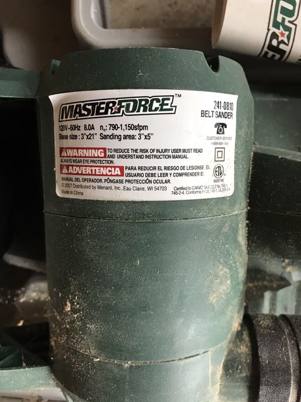 Masterforce belt sander deals