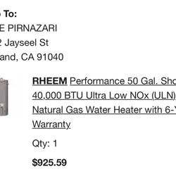 50 Gallon Gas Water Heater