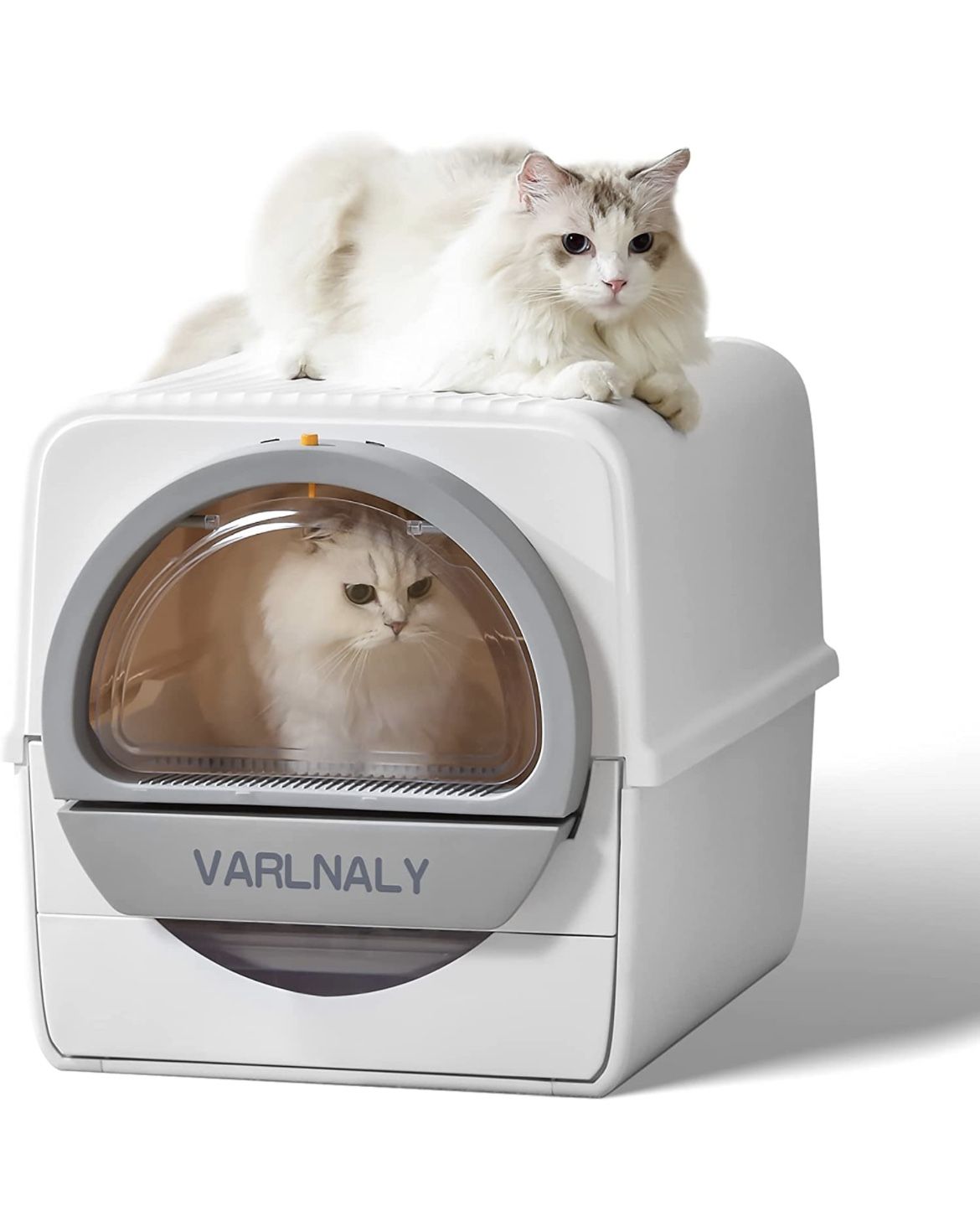 VARLNALY 4.0 Large Self-Cleaning Cat Litter Box, Pull-Out Non-Electric Automatic Cat Litter Box with Lid, One-Piece Base Prevents Urine&Litter Leakage