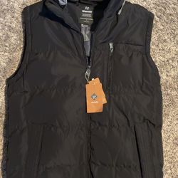 Black puffer vest with hood - Size M
